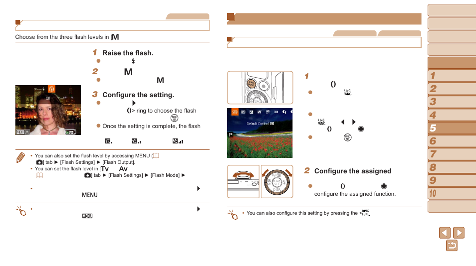 Customization for shooting styles, Ring, Adjusting the flash output | Changing control ring settings | Canon PowerShot S120 User Manual | Page 96 / 215