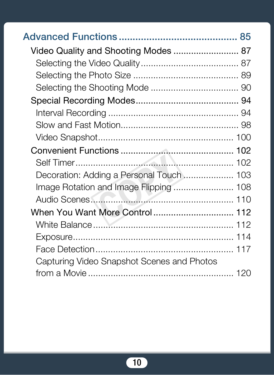 C op y | Canon VIXIA mini User Manual | Page 10 / 253