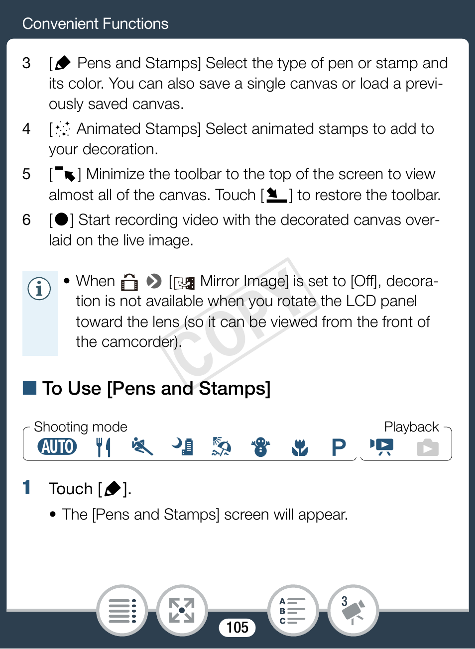 Cop y | Canon VIXIA mini User Manual | Page 105 / 253