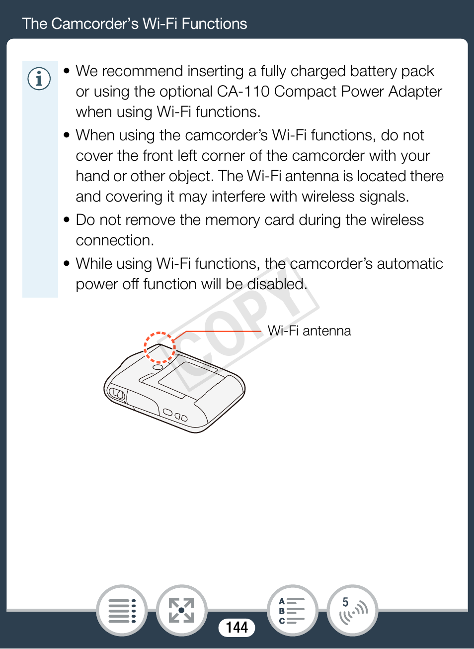 Cop y | Canon VIXIA mini User Manual | Page 144 / 253