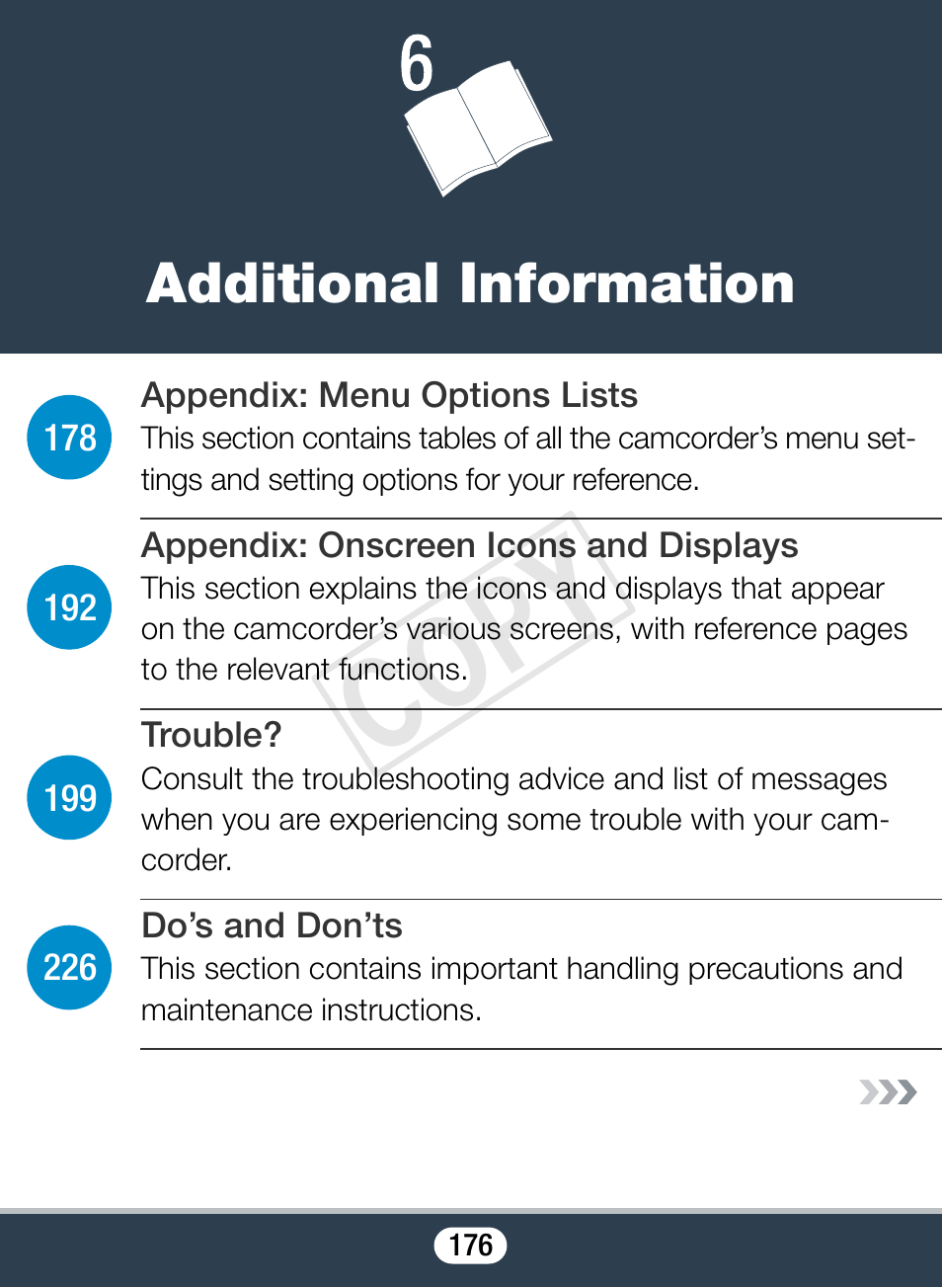 Additional information, Cop y | Canon VIXIA mini User Manual | Page 176 / 253