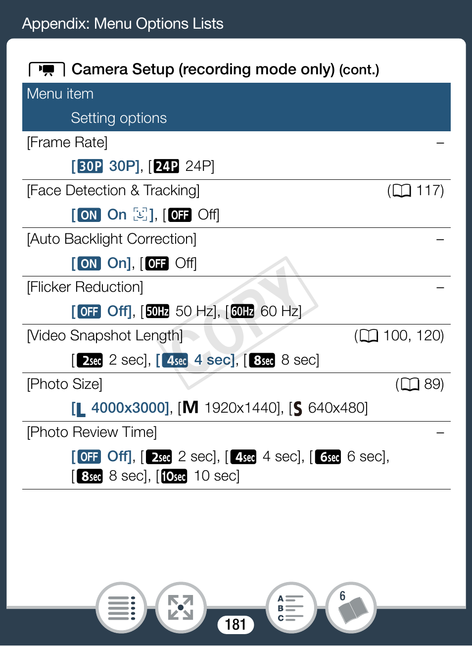 Cop y | Canon VIXIA mini User Manual | Page 181 / 253