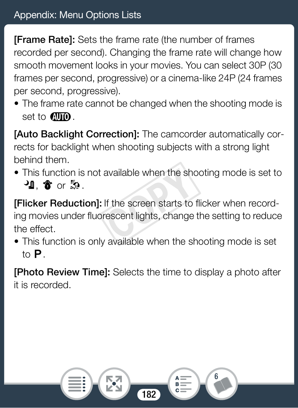 Cop y | Canon VIXIA mini User Manual | Page 182 / 253