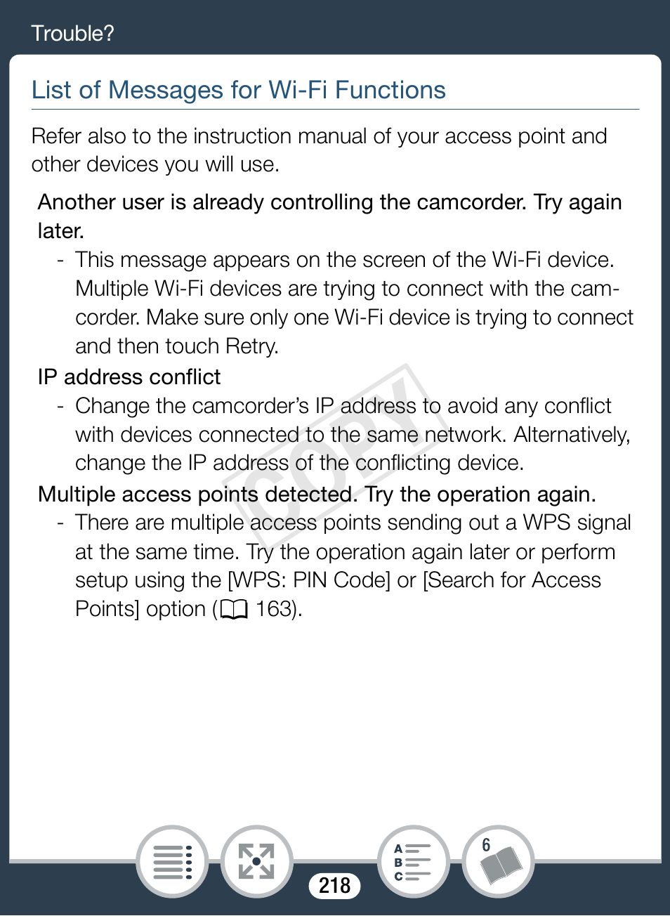 218) for, Cop y | Canon VIXIA mini User Manual | Page 218 / 253