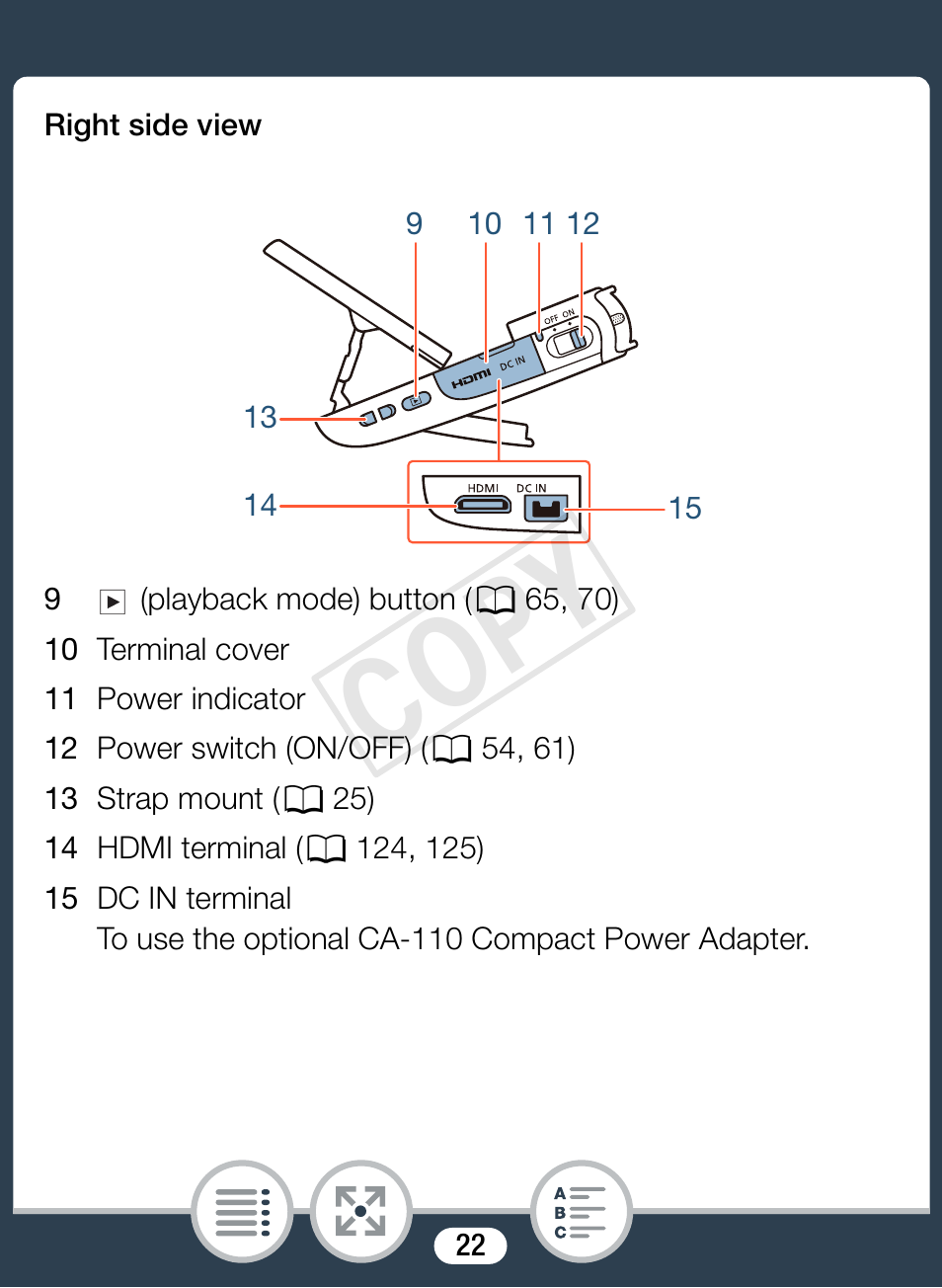 Cop y | Canon VIXIA mini User Manual | Page 22 / 253