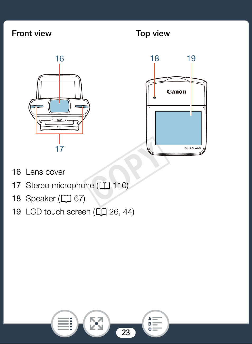 C op y | Canon VIXIA mini User Manual | Page 23 / 253