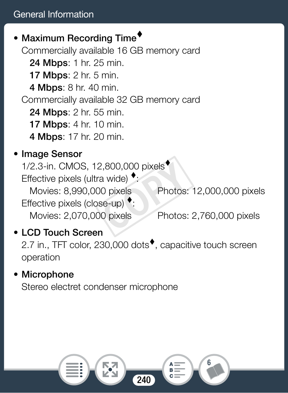 Cop y | Canon VIXIA mini User Manual | Page 240 / 253