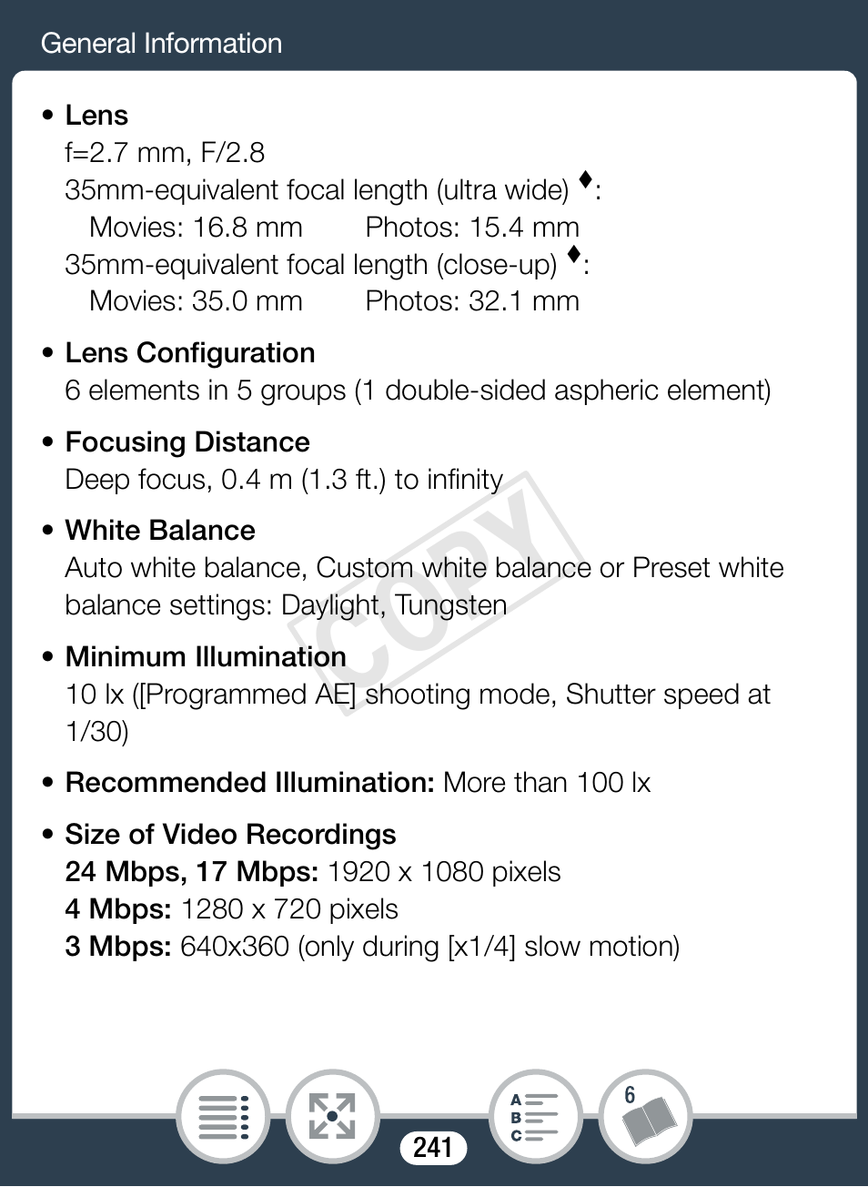 Cop y | Canon VIXIA mini User Manual | Page 241 / 253