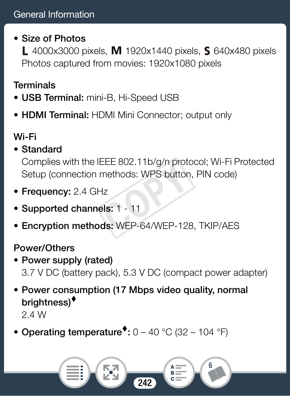 Cop y | Canon VIXIA mini User Manual | Page 242 / 253