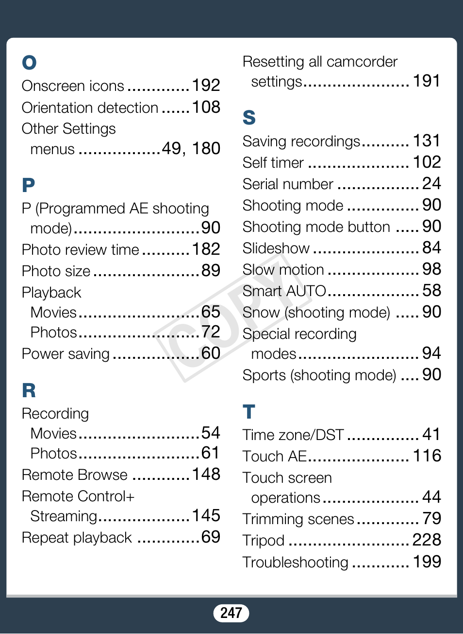 C op y | Canon VIXIA mini User Manual | Page 247 / 253