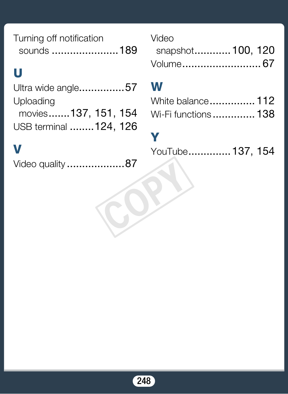 Cop y | Canon VIXIA mini User Manual | Page 248 / 253