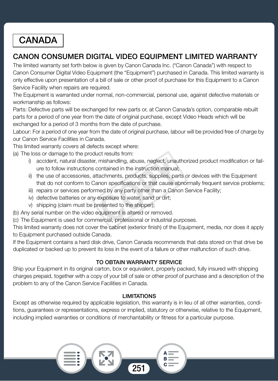 Cop y | Canon VIXIA mini User Manual | Page 251 / 253