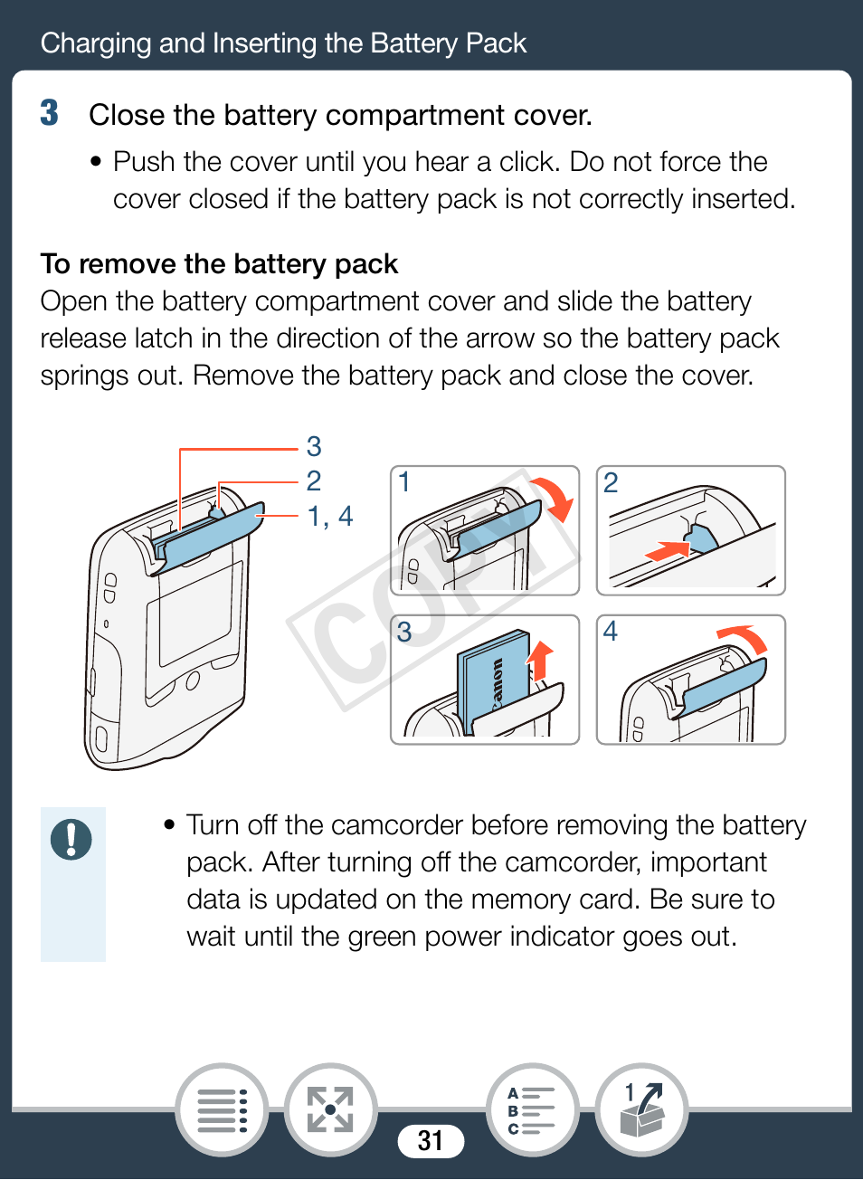 Cop y | Canon VIXIA mini User Manual | Page 31 / 253