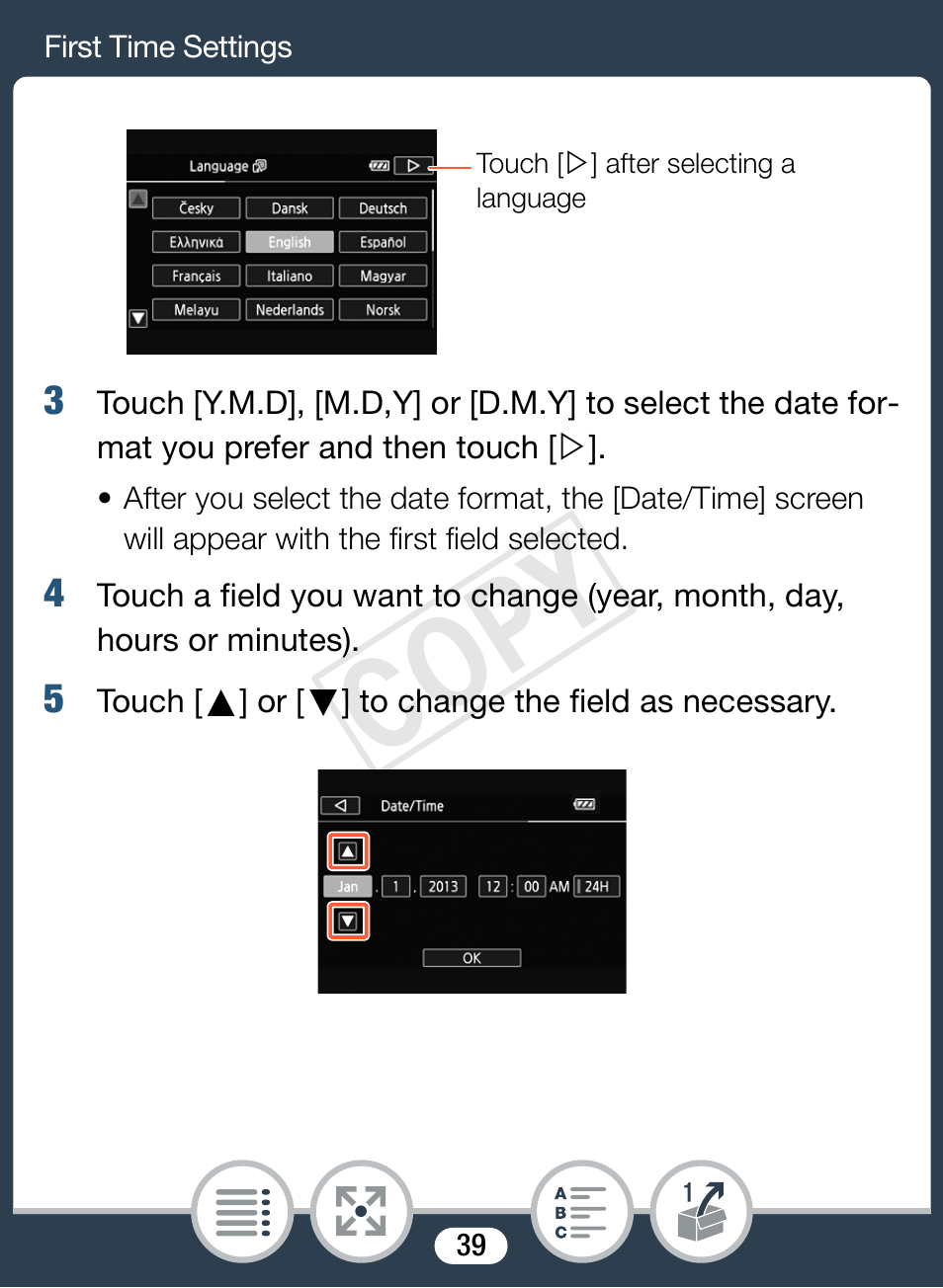 Cop y | Canon VIXIA mini User Manual | Page 39 / 253