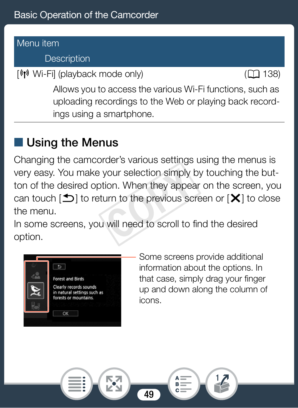 Cop y | Canon VIXIA mini User Manual | Page 49 / 253