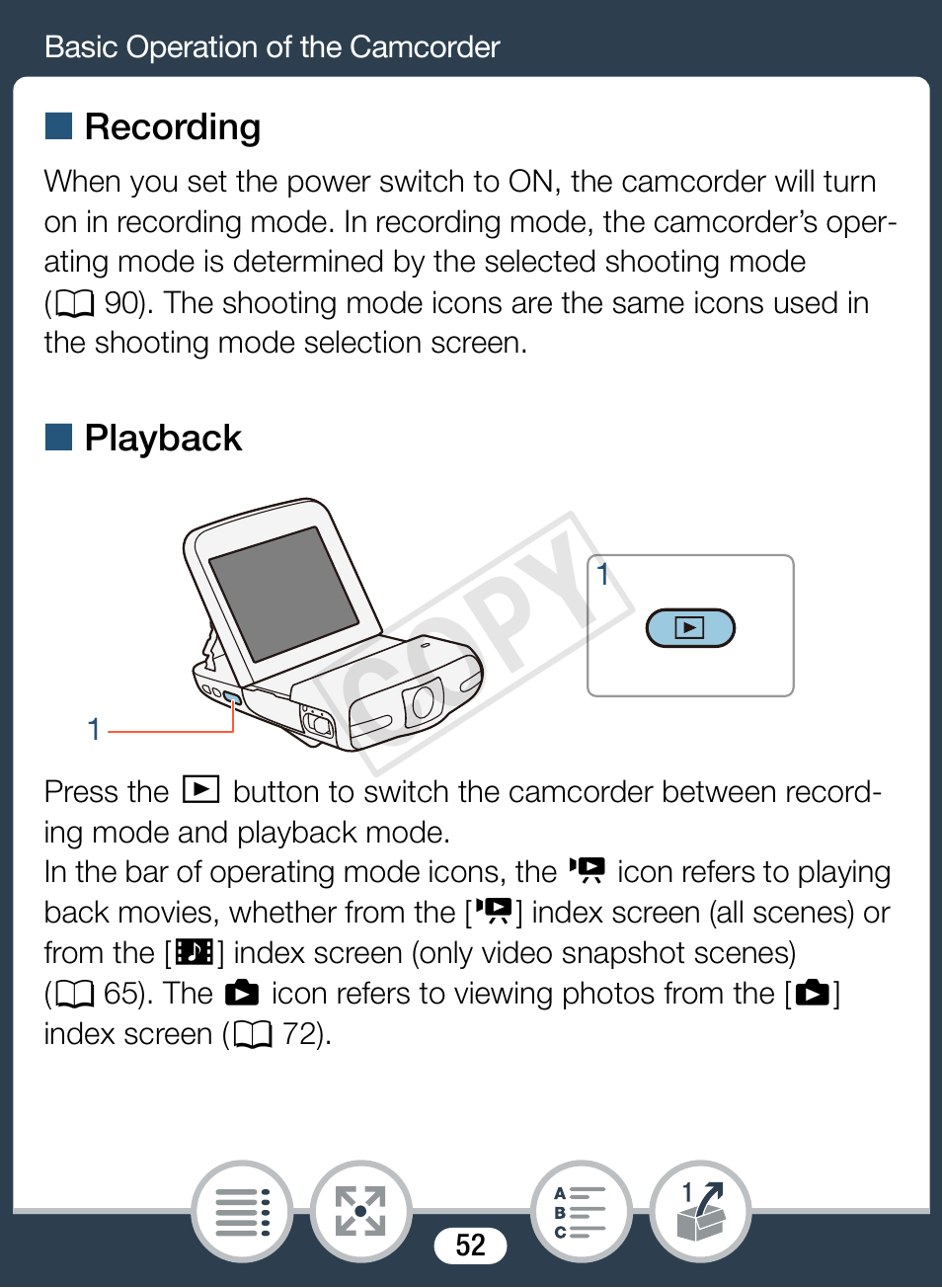 Cop y | Canon VIXIA mini User Manual | Page 52 / 253