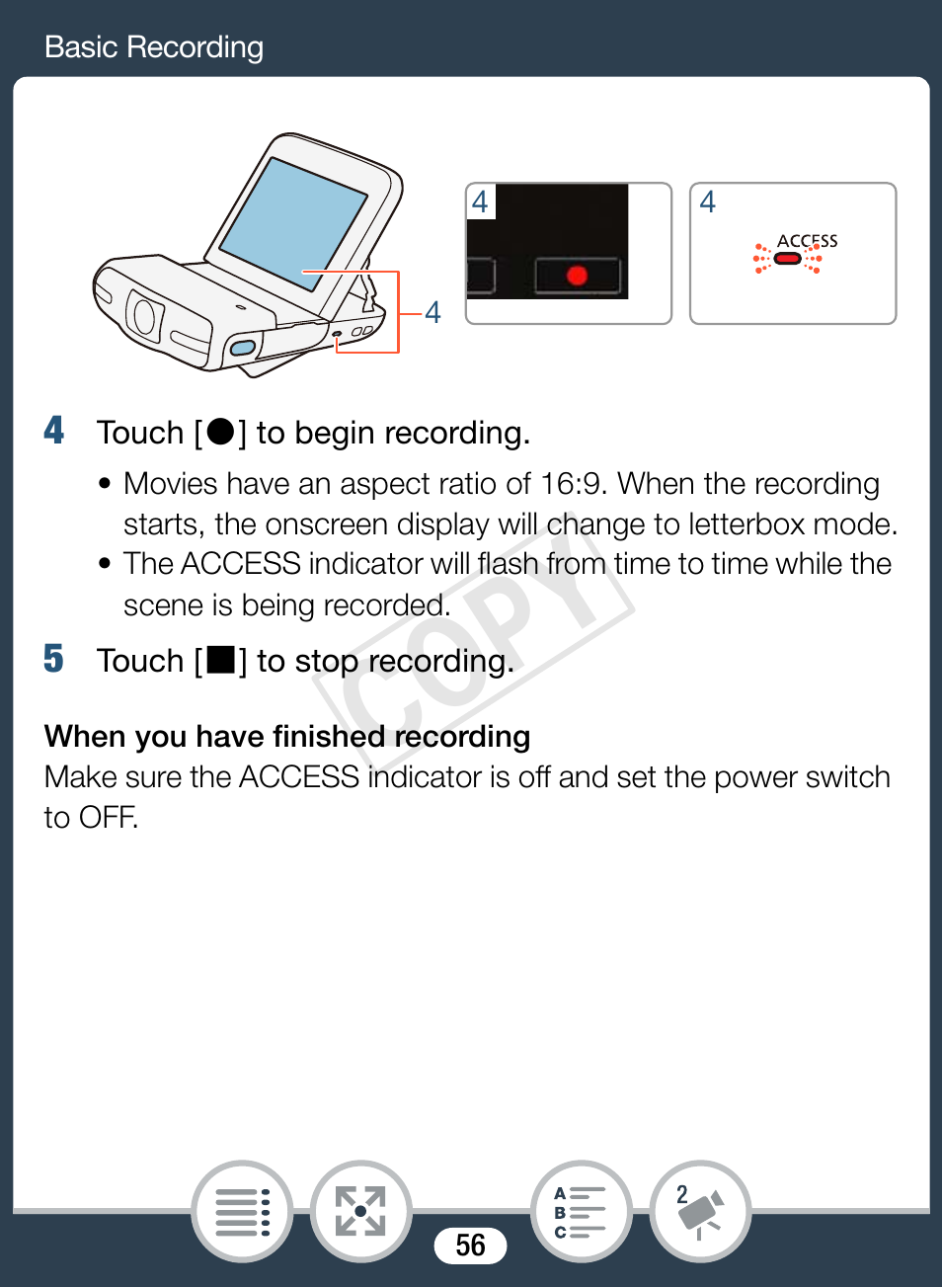 Cop y | Canon VIXIA mini User Manual | Page 56 / 253