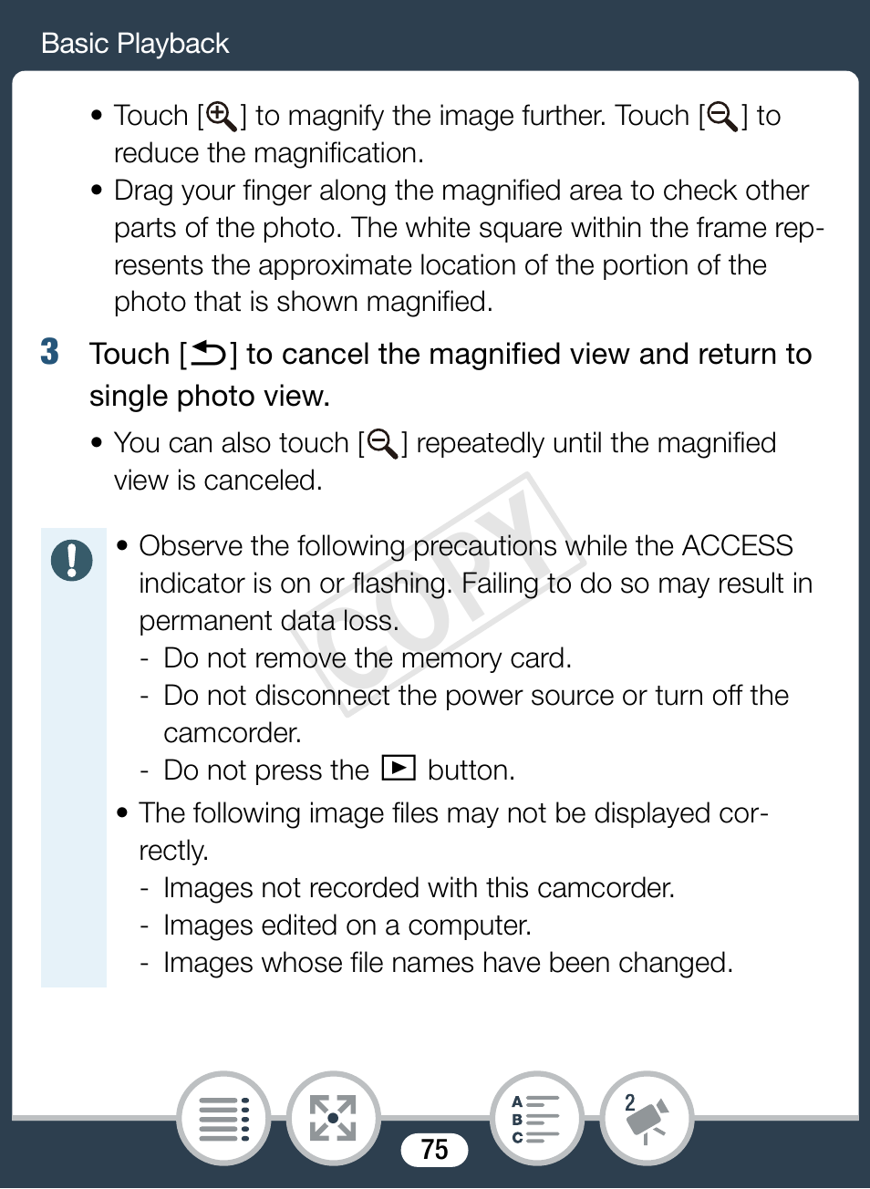 Cop y | Canon VIXIA mini User Manual | Page 75 / 253