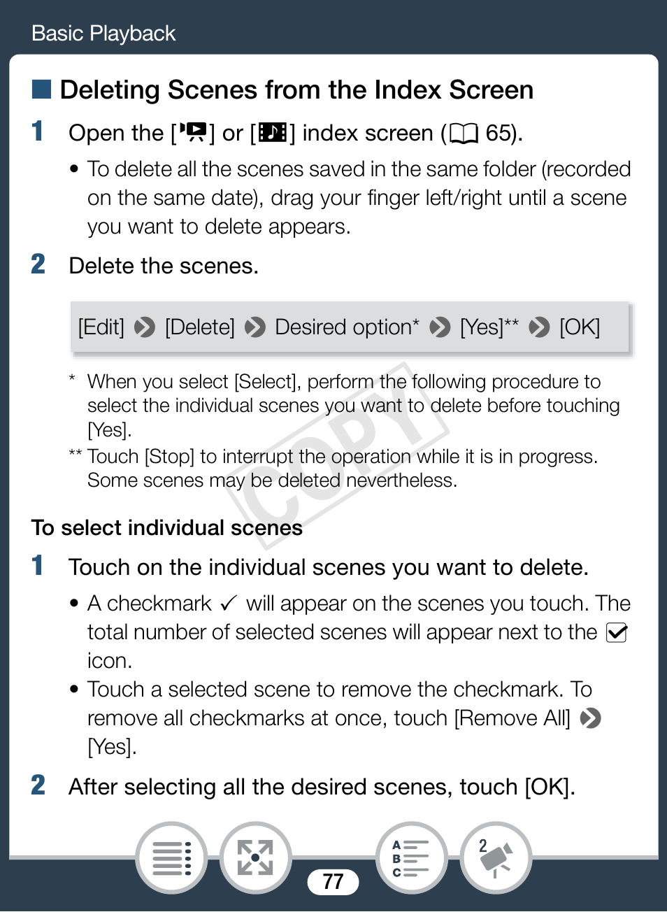 Cop y | Canon VIXIA mini User Manual | Page 77 / 253