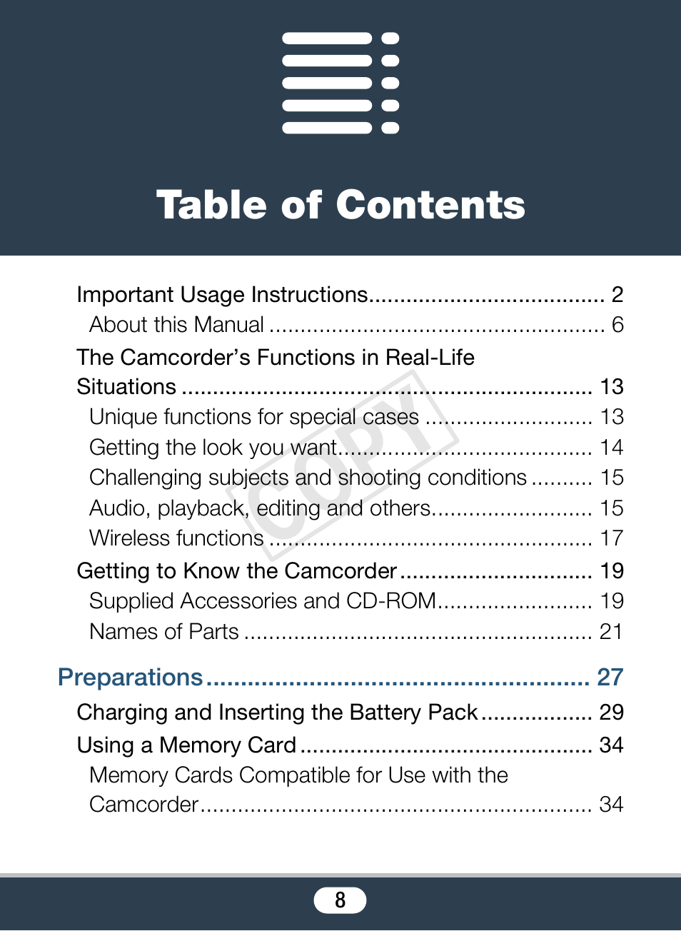 Canon VIXIA mini User Manual | Page 8 / 253