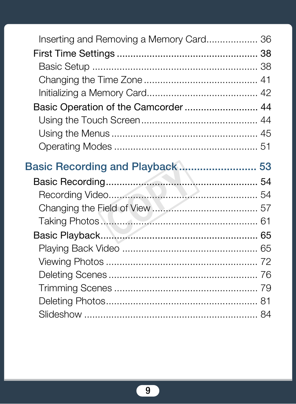 C op y | Canon VIXIA mini User Manual | Page 9 / 253