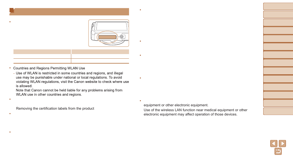 Wi-fi (wireless lan) precautions, And ”security precautions, Model numbers indicated in parentheses | Canon PowerShot SX700 HS User Manual | Page 194 / 198