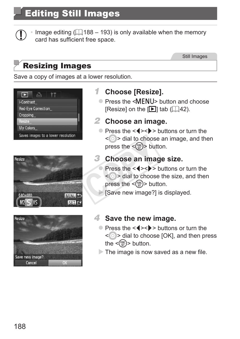 Editing still images, Cop y | Canon PowerShot SX50 HS User Manual | Page 188 / 286