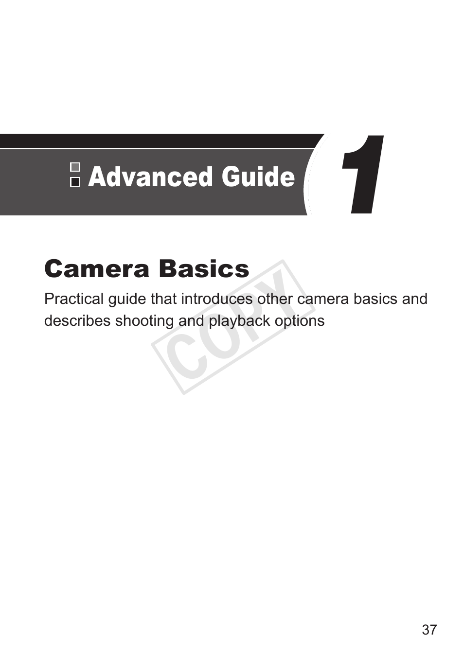 Advanced guide, Camera basics, Cop y | Canon PowerShot SX50 HS User Manual | Page 37 / 286