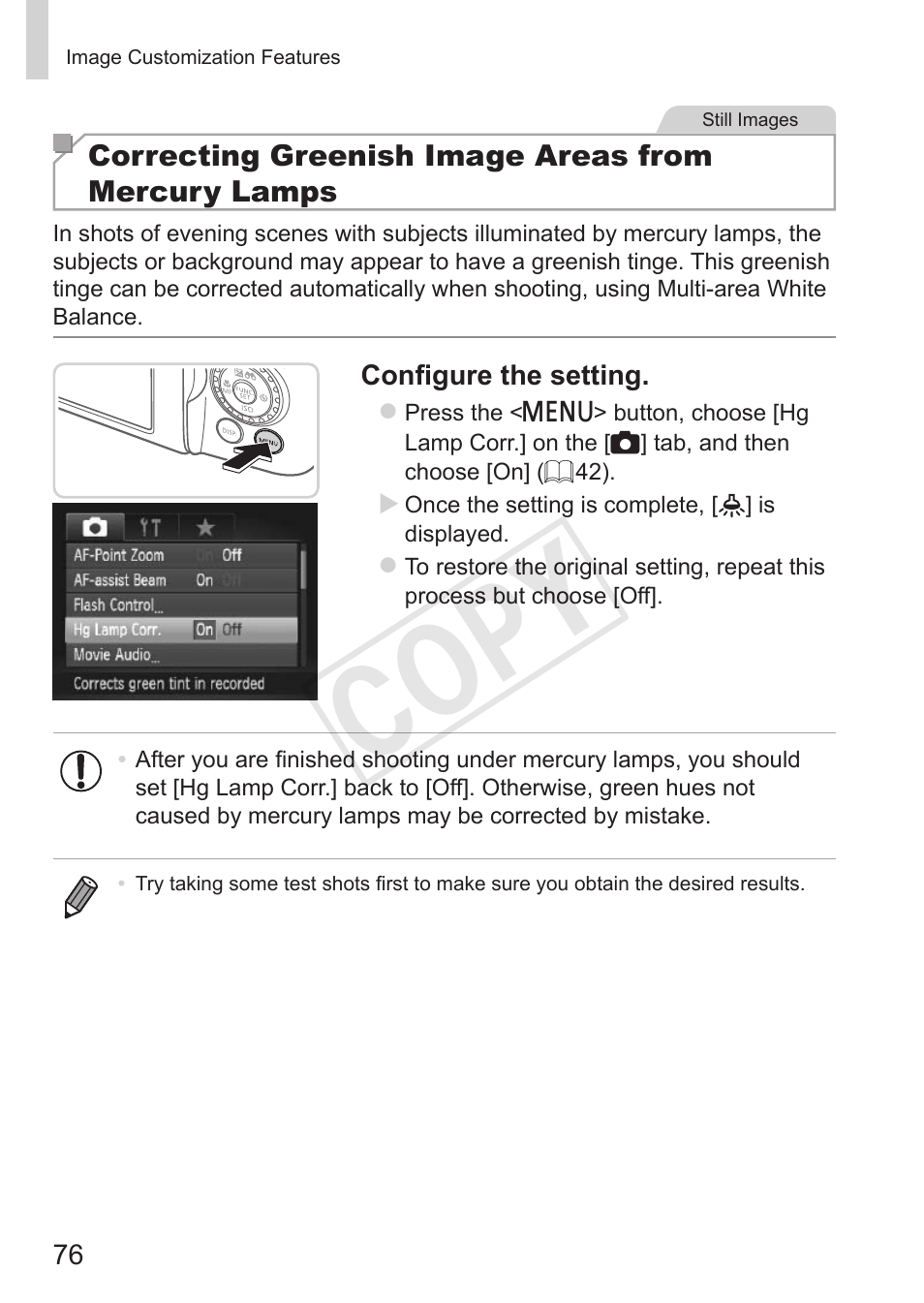 Cop y | Canon PowerShot SX50 HS User Manual | Page 76 / 286