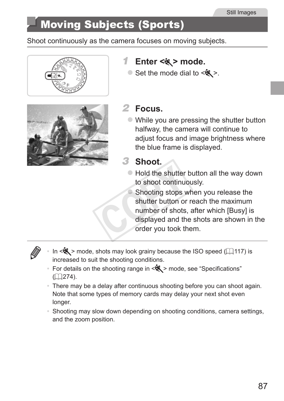 Moving subjects (sports), Cop y | Canon PowerShot SX50 HS User Manual | Page 87 / 286