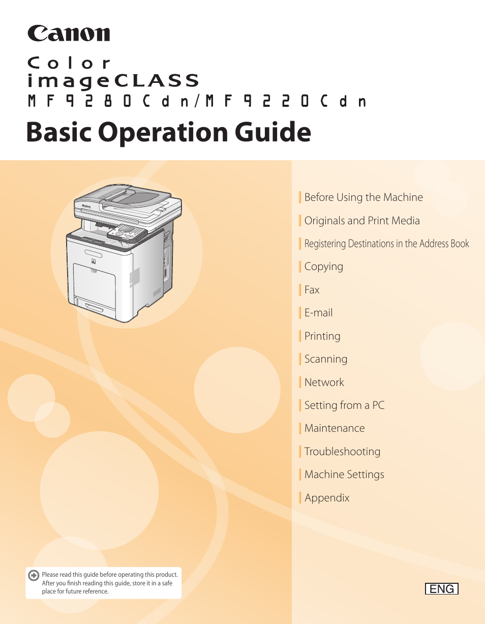 Canon Color imageCLASS MF9280Cdn User Manual | 548 pages