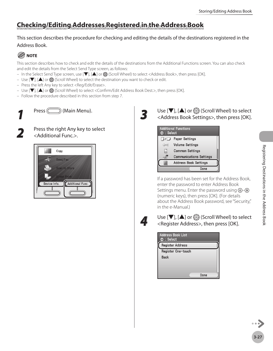Checking/editing addresses registered, In the address book -27 | Canon Color imageCLASS MF9280Cdn User Manual | Page 110 / 548