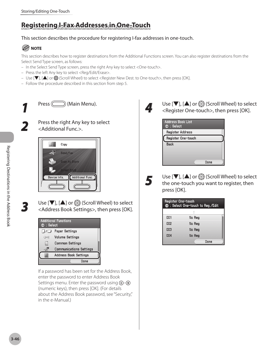 Registering i-fax addresses in one-touch, Registering i-fax addresses in, One-touch -46 | Registering i-fax addresses in one-touch -46 | Canon Color imageCLASS MF9280Cdn User Manual | Page 129 / 548