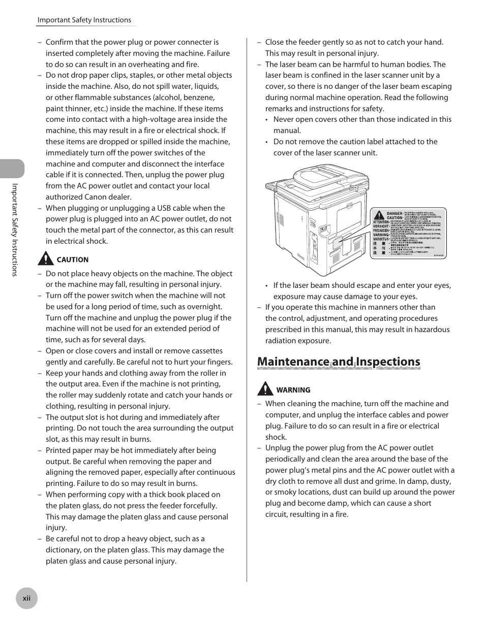 Maintenance and inspections | Canon Color imageCLASS MF9280Cdn User Manual | Page 13 / 548