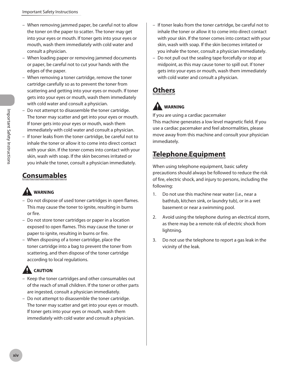 Consumables, Others, Telephone equipment | Canon Color imageCLASS MF9280Cdn User Manual | Page 15 / 548