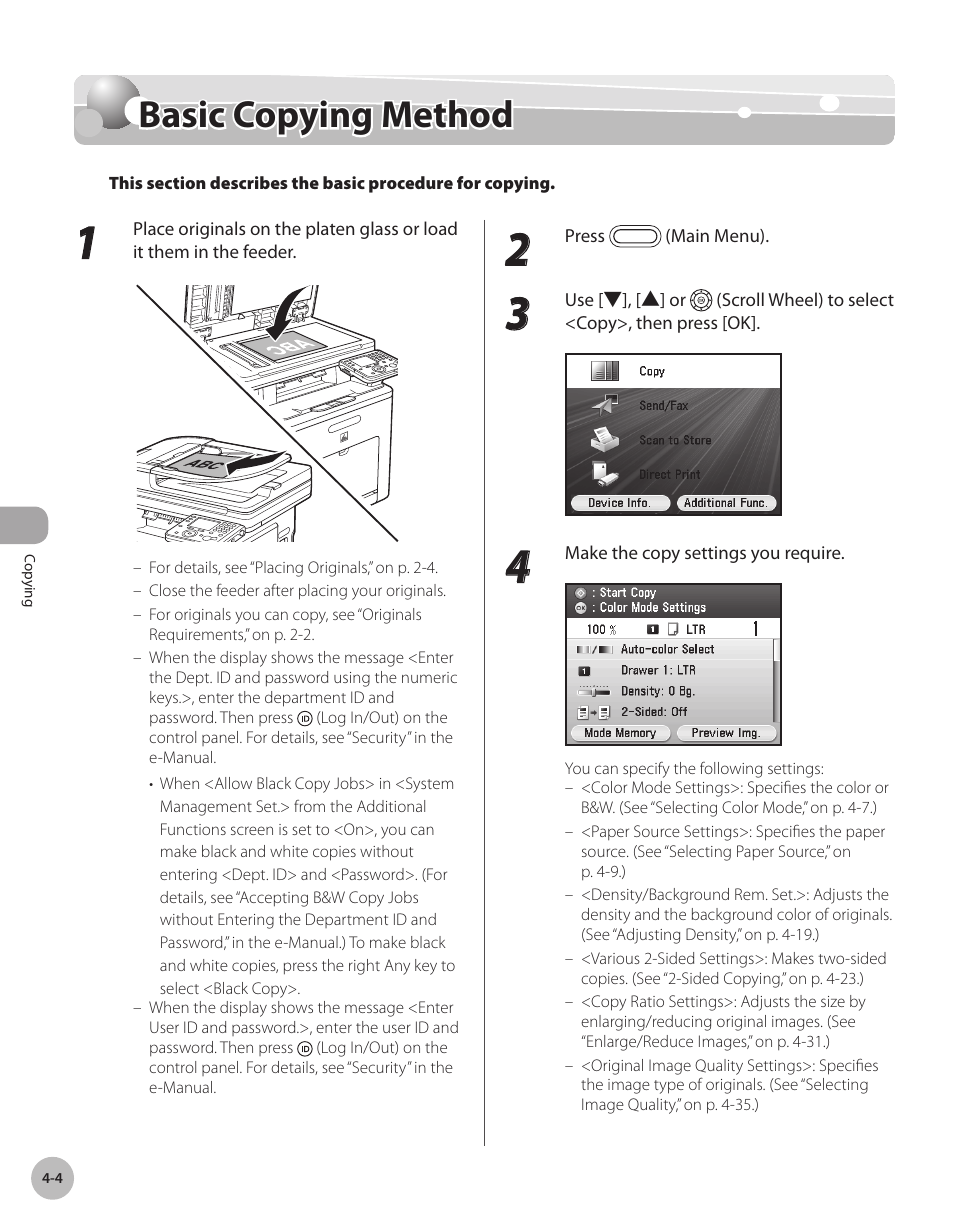 Basic copying method, Basc copyng method -4, Basic copying method -4 | Canon Color imageCLASS MF9280Cdn User Manual | Page 151 / 548