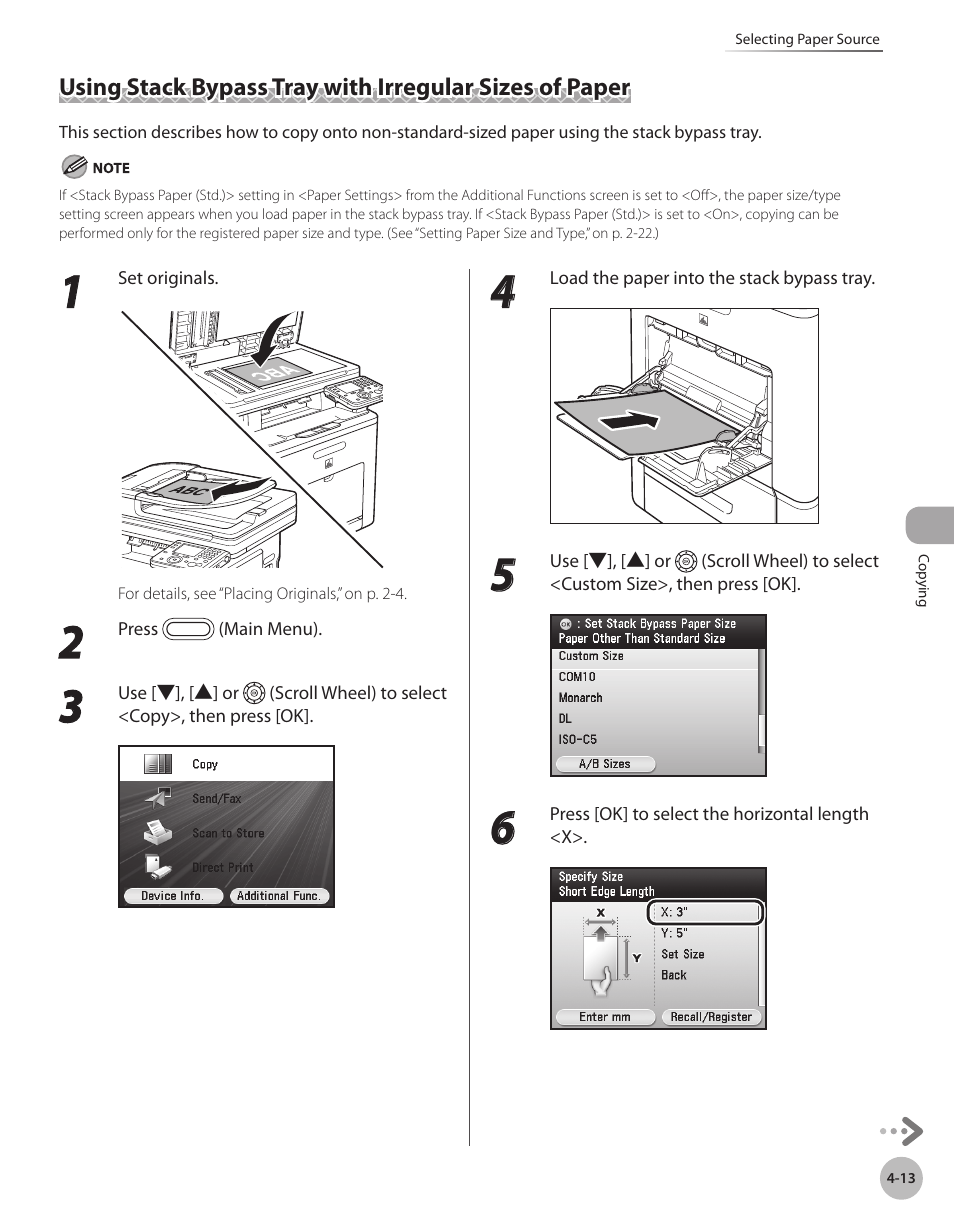 Using stack bypass tray with irregular, Sizes of paper -13 | Canon Color imageCLASS MF9280Cdn User Manual | Page 160 / 548