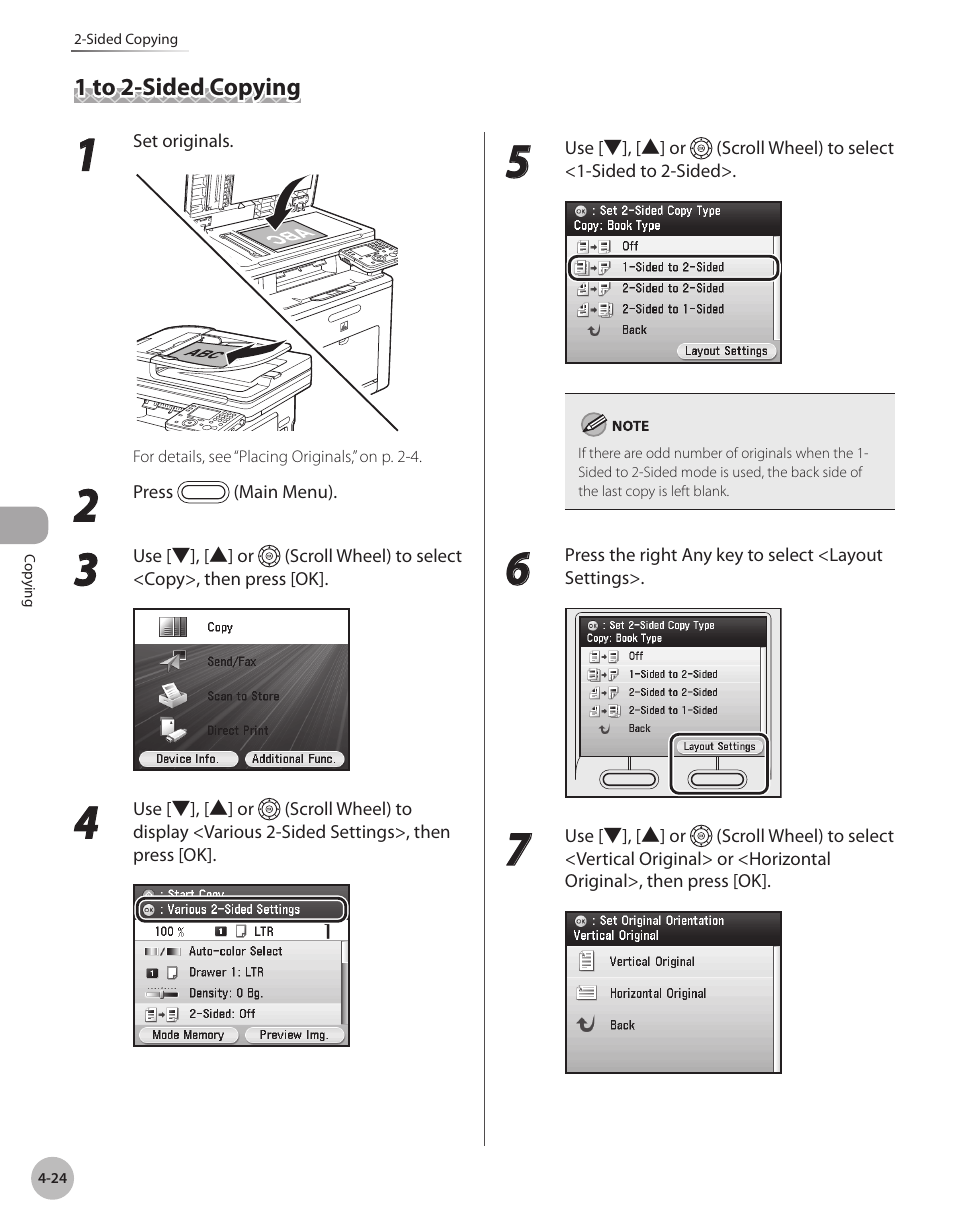 1 to 2-sided copying, 1 to 2-sided copying -24 | Canon Color imageCLASS MF9280Cdn User Manual | Page 171 / 548