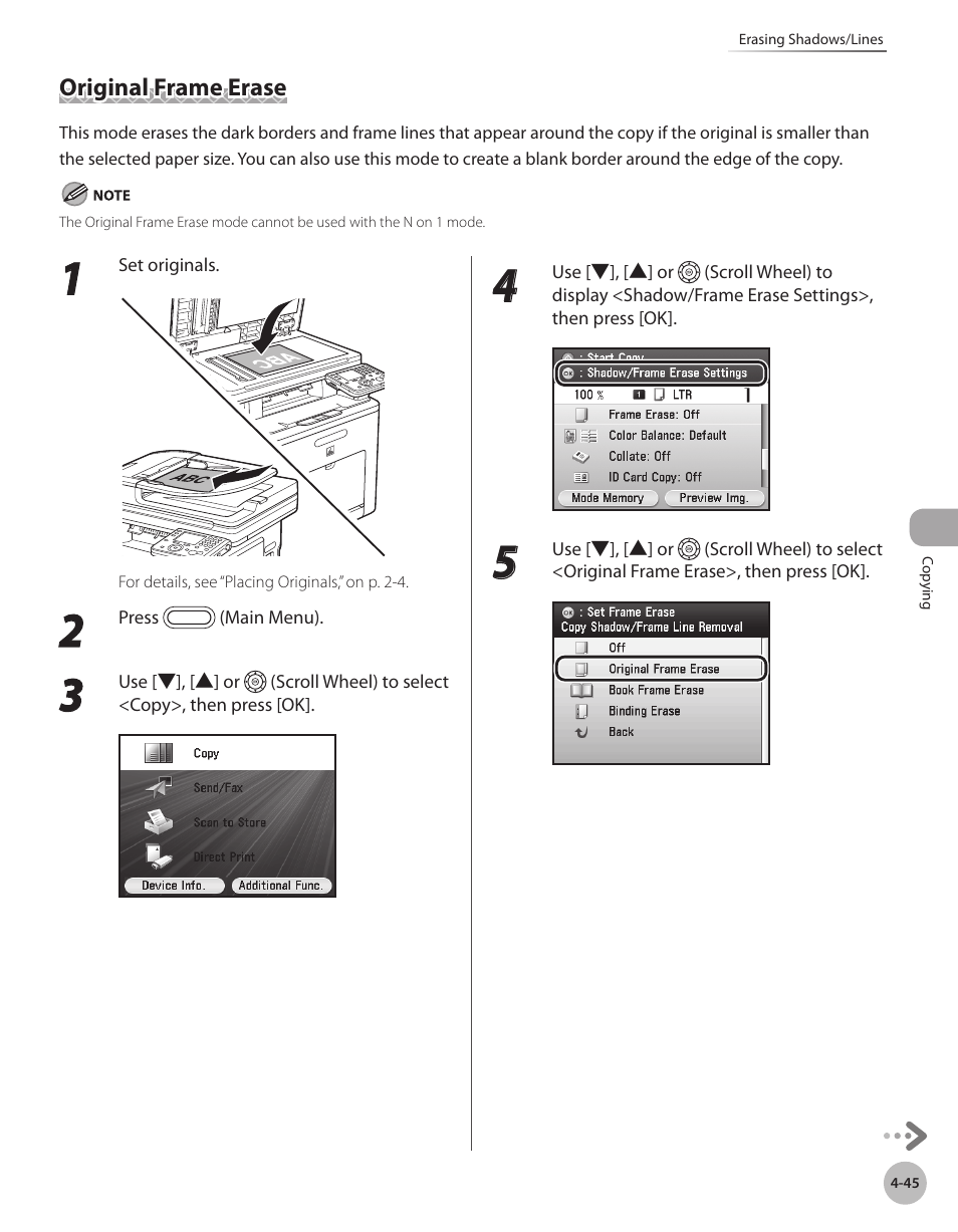 Original frame erase, Original frame erase -45 | Canon Color imageCLASS MF9280Cdn User Manual | Page 192 / 548