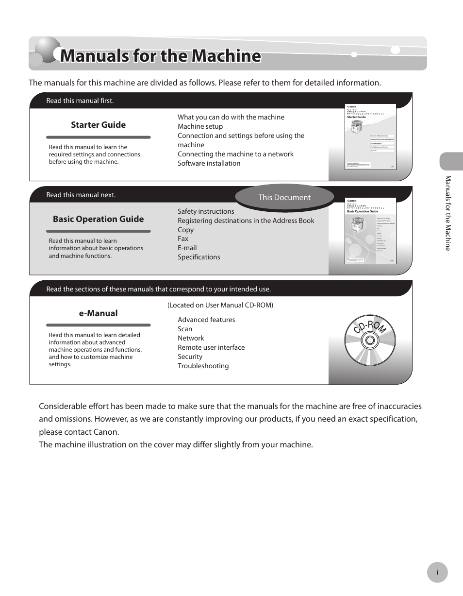 Manuals for the machine | Canon Color imageCLASS MF9280Cdn User Manual | Page 2 / 548