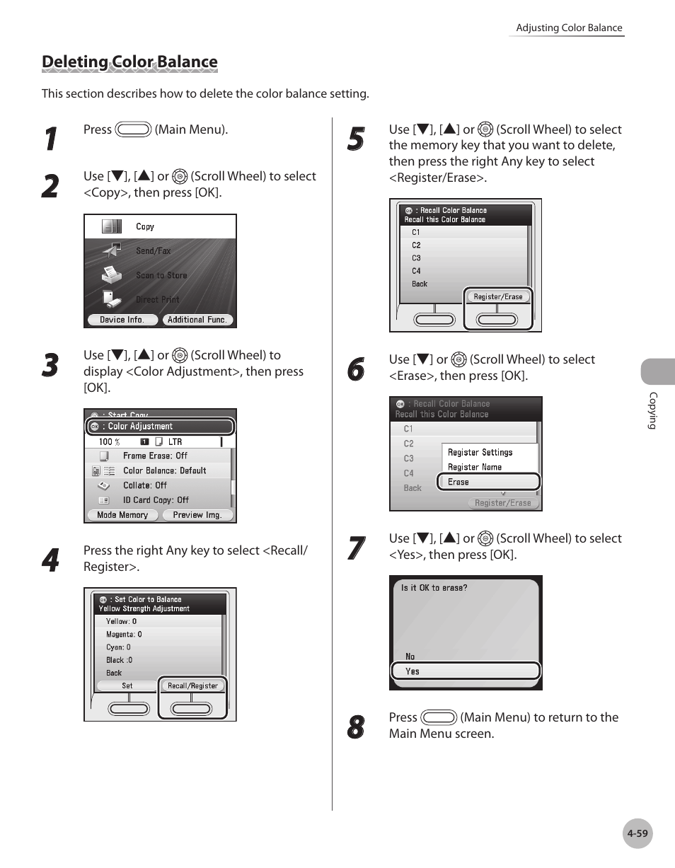 Deleting color balance, Deleting color balance -59 | Canon Color imageCLASS MF9280Cdn User Manual | Page 206 / 548