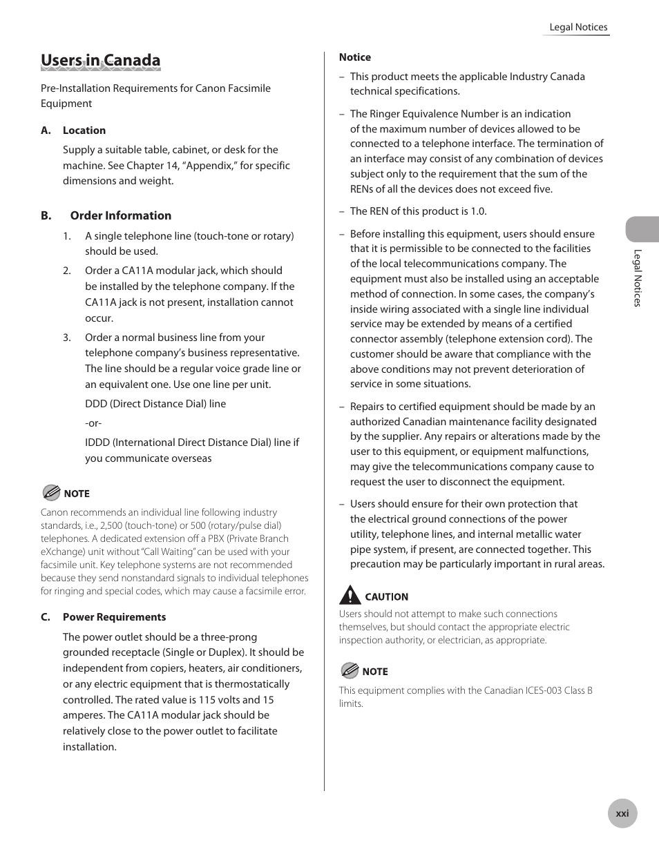 Users in canada | Canon Color imageCLASS MF9280Cdn User Manual | Page 22 / 548