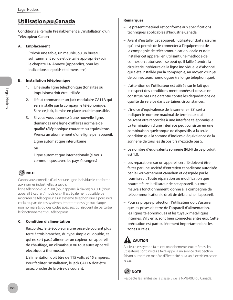 Utilisation au canada | Canon Color imageCLASS MF9280Cdn User Manual | Page 23 / 548