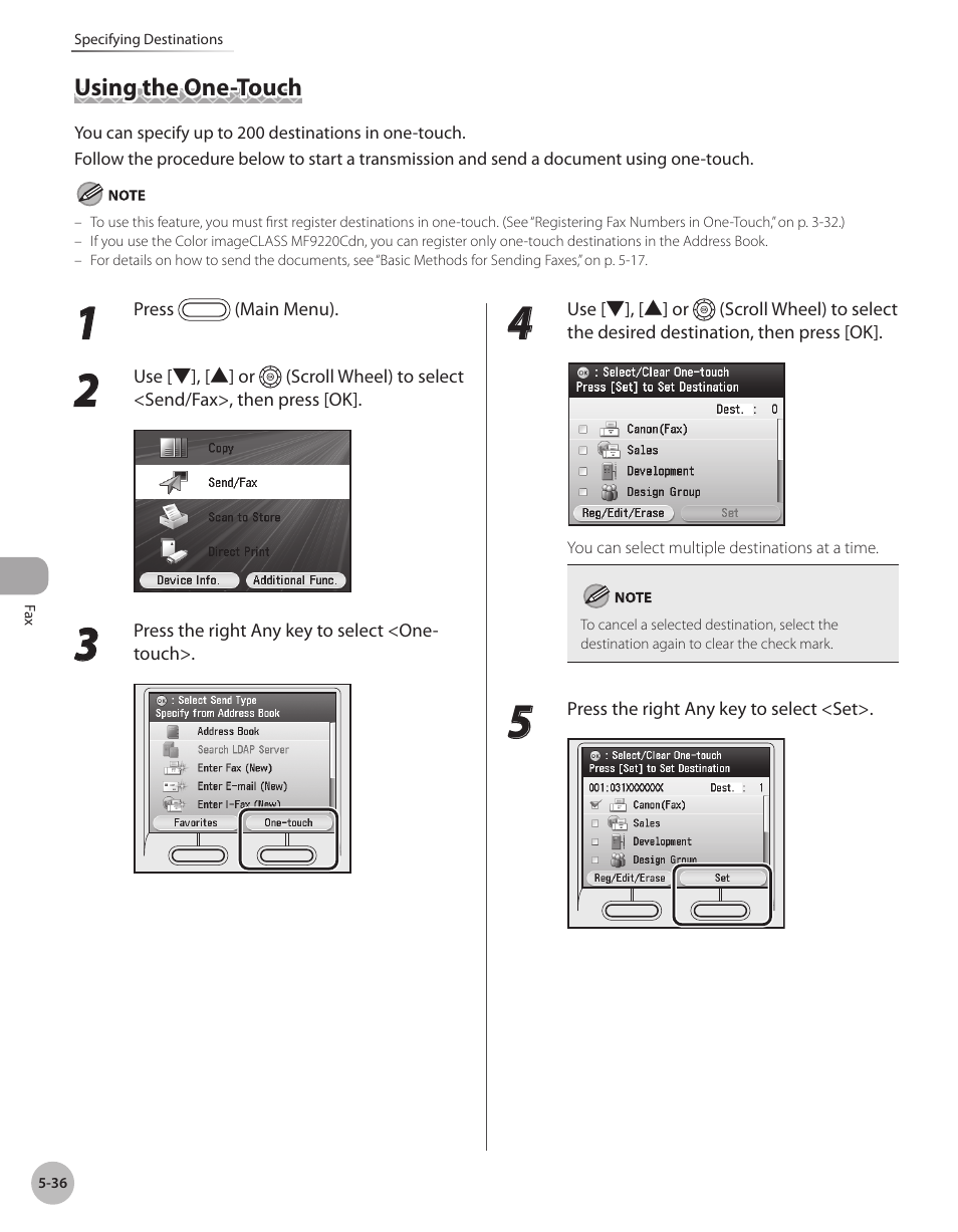 Using the one-touch, Using the one-touch -36 | Canon Color imageCLASS MF9280Cdn User Manual | Page 257 / 548
