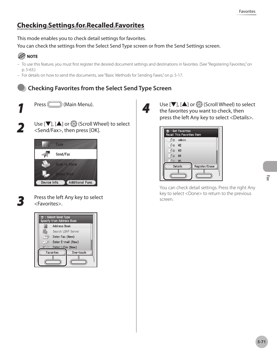 Checking settings for recalled favorites, Checking settings for recalled favorites -71 | Canon Color imageCLASS MF9280Cdn User Manual | Page 292 / 548