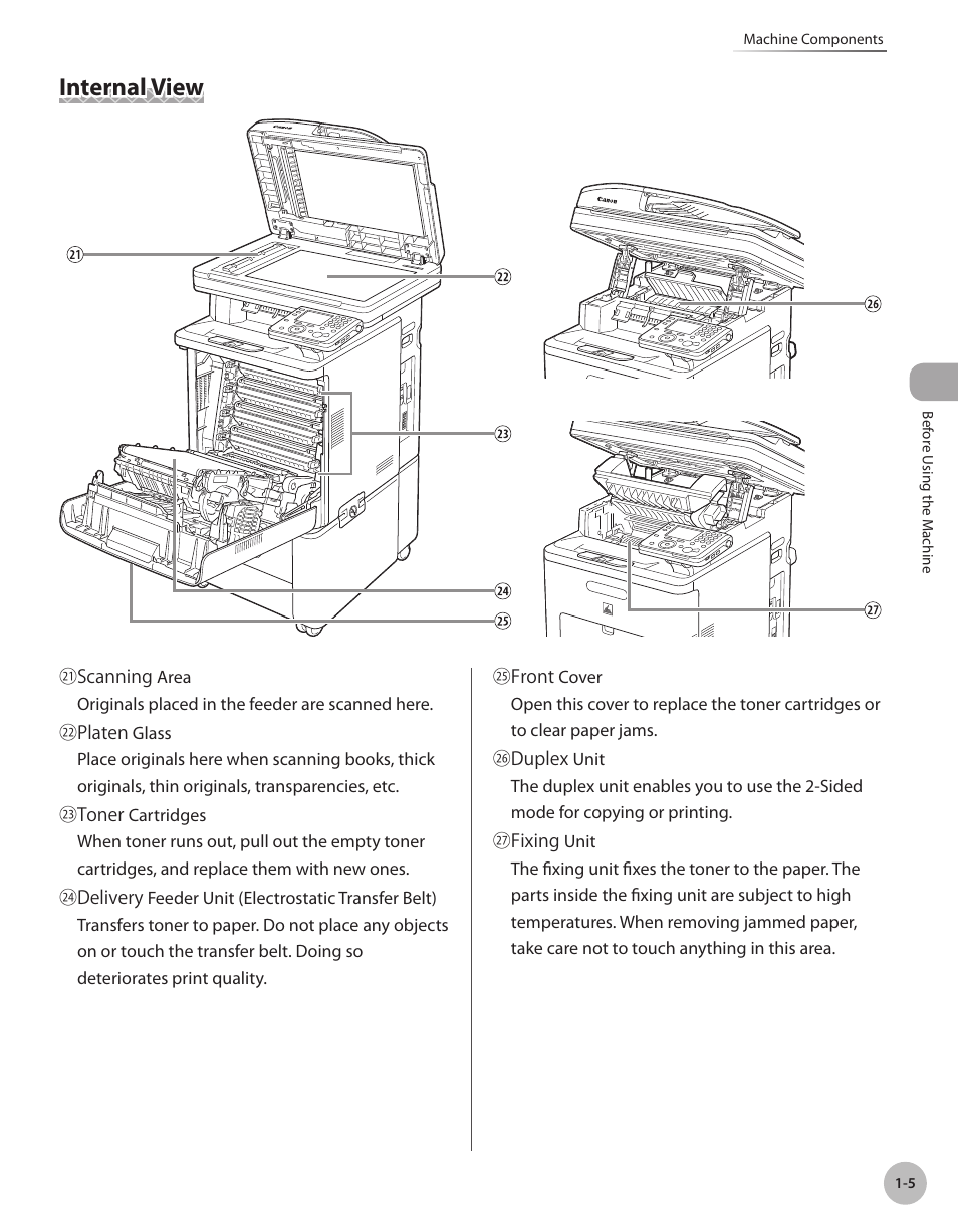 Internal view, Internal view -5 | Canon Color imageCLASS MF9280Cdn User Manual | Page 30 / 548