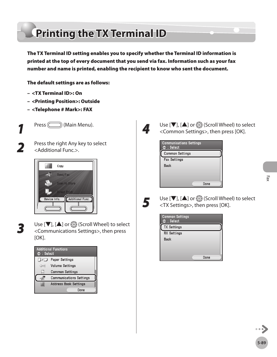 Printing the tx terminal id, Prntng the tx termnal id -89, Printing the tx terminal id -89 | Canon Color imageCLASS MF9280Cdn User Manual | Page 310 / 548