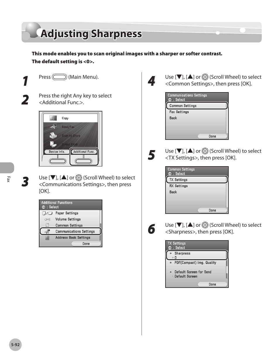 Adjusting sharpness, Adjustng sharpness -92, Adjusting sharpness -92 | Canon Color imageCLASS MF9280Cdn User Manual | Page 313 / 548