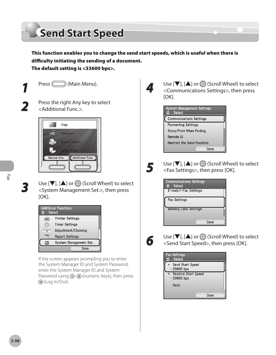 Send start speed, Send start speed -98 | Canon Color imageCLASS MF9280Cdn User Manual | Page 319 / 548