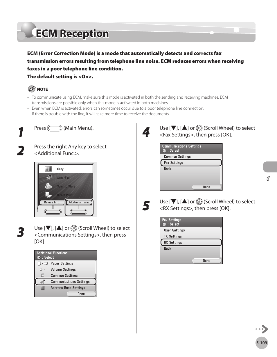 Ecm reception, Ecm recepton -109, Ecm reception -109 | Canon Color imageCLASS MF9280Cdn User Manual | Page 330 / 548